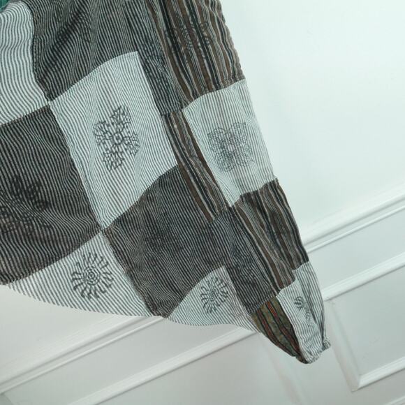 Patchwork Boho Pants Festival Harem Drop Crotch Fairy Grunge Rave Hippy Green - Picture 11 of 13